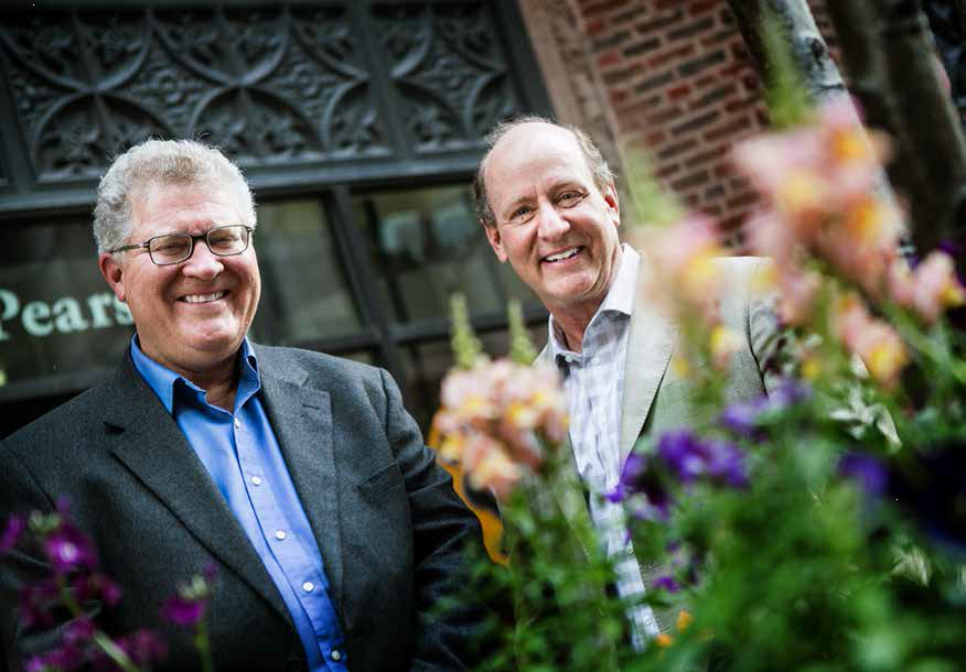 Dave Miller (BS ’75), left, with business partner and longtime friend Stephan Rivard (BS ’75, MD ’79).